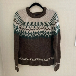 scott craig fair isle nordic vintage square neck sweater.. size M